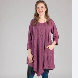 Windhorse Stitched  Burgundy Tunic, Sz. XXL- Asymmetrical Hem NWT, WN1601